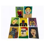 8 Painted Metal Art pieces - 3.5 x 5 each