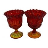 2 LE Smith Moon & Stars Ruffled Vases 6"