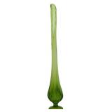 L.E. Smith Green Ribbed Swung Glass Vase 20"