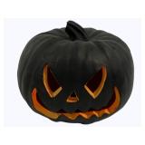 Lighted Black Scarey Pumpkin Decoration