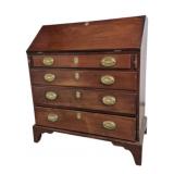 Splay leg English secretary in mahogany