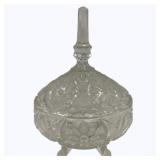 Cut Glass Covered 3-Footed Dish - 7 x 11 x 5