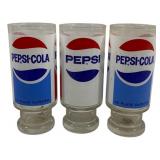 3 Pepsi 12oz Glasses - 6.5" tall
