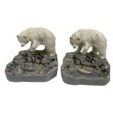2 Vintage Polar Bear Figure Ashtrays