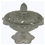 Cut Glass Covered Footed Dish - 7 x 7