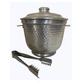 Hammered Aluminum Ice Bucket & Tongs