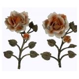 2 Ceramic & Metal Flowers - 6" long