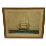 Vintage Framed Print of a Sailing Ship