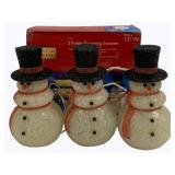 3 Twinkle Shimmering Snowmen w/ box