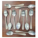 11 Steiff Sterling Rose Teaspoons, 5.25" long