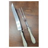 Carving Set Steiff Sterling Handles Rose, 11.5"