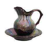 Art Pottery Pitcher & Bowl Set - 6 x 6