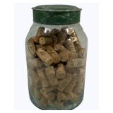 Jar of Wine Corks, Jar Damaged, 10.5"