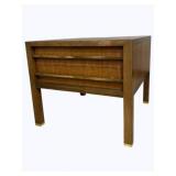 Baker Walnut & Brass 2 Drawer End Table