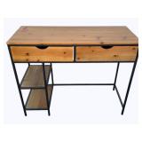 Wood & Metal 2-Drawer Desk - 39.5 x 16 x 32