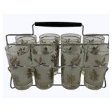 8 Mid-Century Modern "Libbey Silver Leaf" Glasses