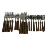 22pc set of Flatware w/ brown handle
