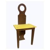 Wooden Chair, Yellow Seat 32 x 15 x 10