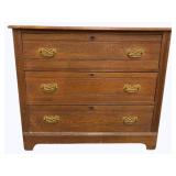 Antique 3-Drawer Oak Chest