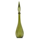 Empoli Olive Green Glass Genie Bottle Decanter 22"