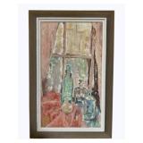 Mid-Century Framed Art on Board 29.5 x 19