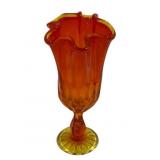 Fenton Amberina Swung Glass Vase 7.5"