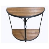 Wood & Metal Demilune Table w/ casters