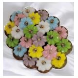 Colorful Glass Handsewn Brooch