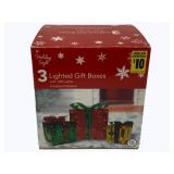 3 Lighted Gift Boxes in box
