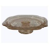 Pink Glass Footed Plate - 10.5 x 3