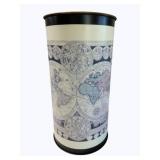 World Map Tin Trash Can 18 x 9.5