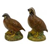 2 Ceramic Quail Figures - 7" & 8" tall