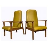 Pair High Back Mid-Century Lounge Chairs