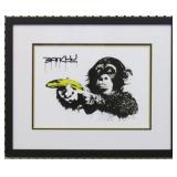 CHIMP WITH BANANA GUN GICLEE BY BANKSY