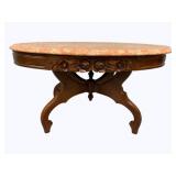 Vintage Rose Carved Marble Top Coffee Table