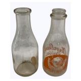 2 Vintage Milk Bottles - 10" tall