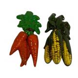2 Vintage Ceramic Vegetable Wall Art - 8" tall