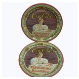 2 Coca-Cola Metal Trays - 12.5" round