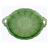 Green Glass 2-handled Plate - 10.5 round