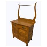 Vintage Oak Washstand w/ Towel Bar