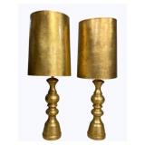 Matching Pair Moroccan Gold Lamps 44"