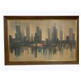 Mid-Century Skyline Artwork 28 x 44