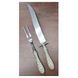 Steiff Sterling Handles Rose Carving Set, 11.5"