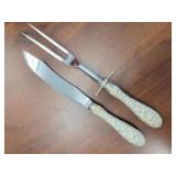 Carving Set Steiff Sterling Handles Rose, 9.5"