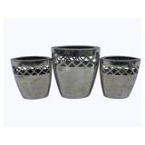 3 pc Set Metal Vases 7" & 9"