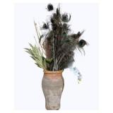 Vase w/ Peacock Feathers & More