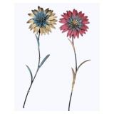 2 Metal Flower Wall Decor 34"