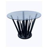 Wood Base / Glass Top Side Table - 42.5 x 29.5