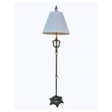 Vintage Brass Floor Lamp, Jadeite Accent 64"
