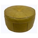 Mid Century Modern Vinyl Round Ottoman